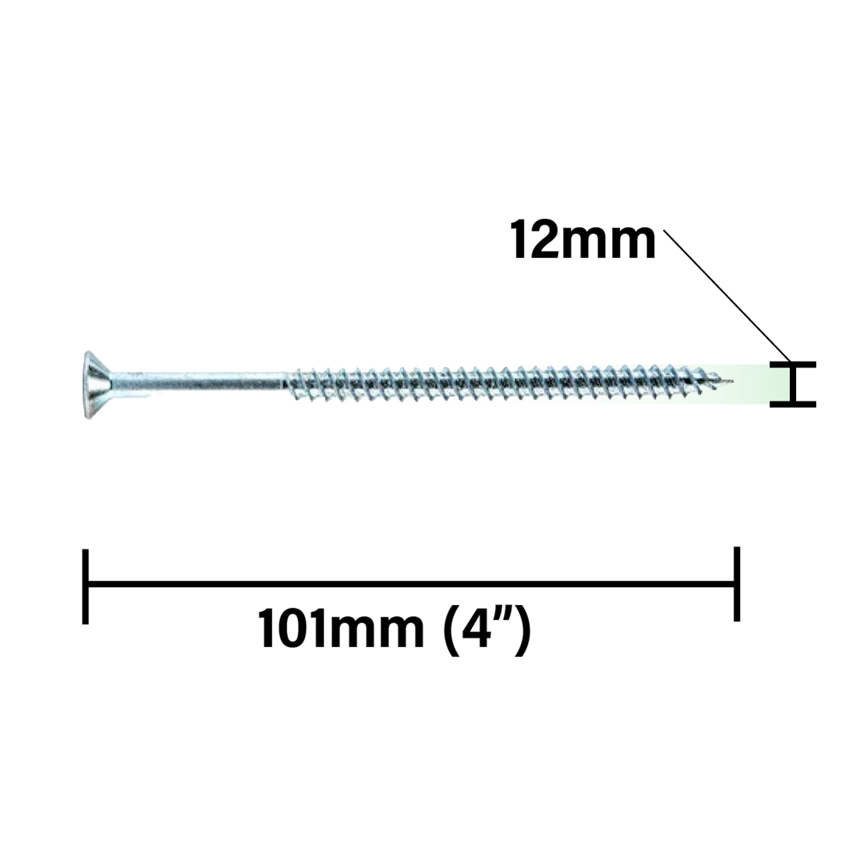 Rikä TWSR044 Woodscrew Twin-Thread CSK BZP 12 x 4in 100pk